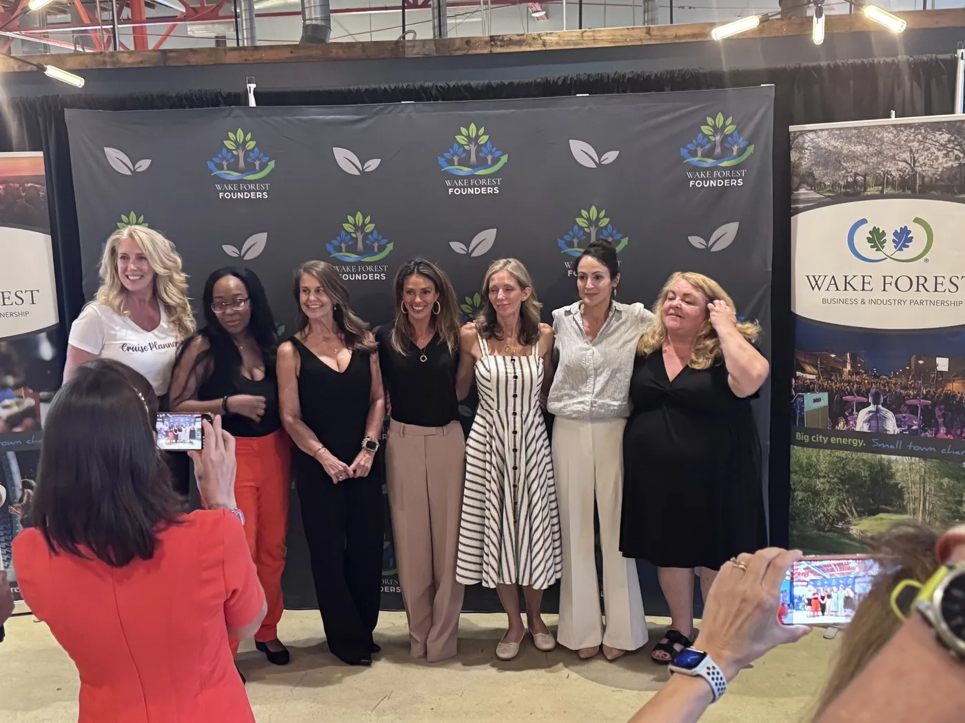 Health House founders with local business owners at a Wake Forest Founders community event